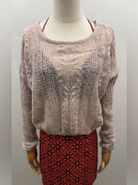 Free People Knit Sweater Women’s XS Beige Cable Knit Alpaca Blend Boho